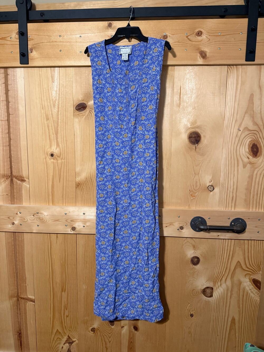 VTG April Cornell Dress Blue Floral Sleeveless Maxi Size S Vintage Prairie Boho
